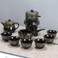 Automatic Ceramic Kung Fu Tea Set with Rotating Filter Teapot and Cups