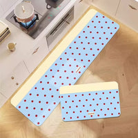 Korean Style Polka Dot Diatomaceous Earth Kitchen & Bath Mat Set - Non-Slip, Absorbent, Easy Care