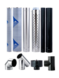 Thickened Stainless Steel Chimney Flue Pipe for Stoves and Boilers, Elbow and Rain Cap Options