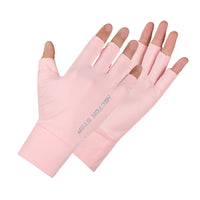 Summer Ice Silk Half-Finger Cycling Gloves for Women - Thin, Breathable, Non-Slip, UV Protection