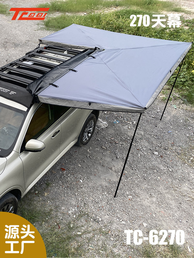 270-Degree Rotating Car Side Awning for SUV Camping, Oxford Cloth Tent with Aluminum Alloy Frame, Waterproof Sunshade