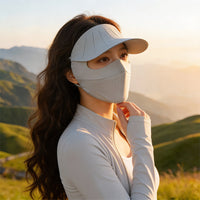 UV Protection Sun Mask for Women, Full Face Ice Silk Breathable Sunshade with Brim