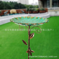 American Retro Iron Bird Feeder & Water Basin for Garden Decoration