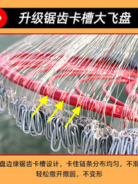 Upgraded Disc Cast Fishing Net with Gear and Opening Top