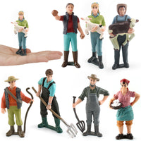 Farm Ranch Figure Model Set - Shepherd, Farmer, Veterinarian, Patrolman Figurines for Sand Table Decor