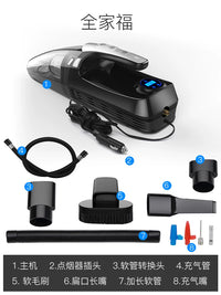 4-in-1 Car Vacuum Cleaner with Tire Inflator, High Power Portable Handheld Auto Vacuum for Wet/Dry Use