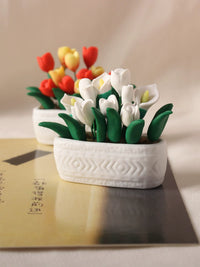 Miniature Clay Potted Tulip and Calla Lily Plants for Dollhouse Decor 1:12 Scale