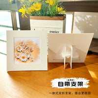 Embossed Cardboard Photo Frame with Stand for Square Artworks and Oil Paintings, Double-Sided Display