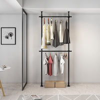 Adjustable Tension Rod Garment Rack for Door Back or Entryway, Floor-to-Ceiling Clothes Hanger Storage