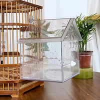 Bird Feeder Bath with Splash Guard for Parakeets Cockatiels Lovebirds