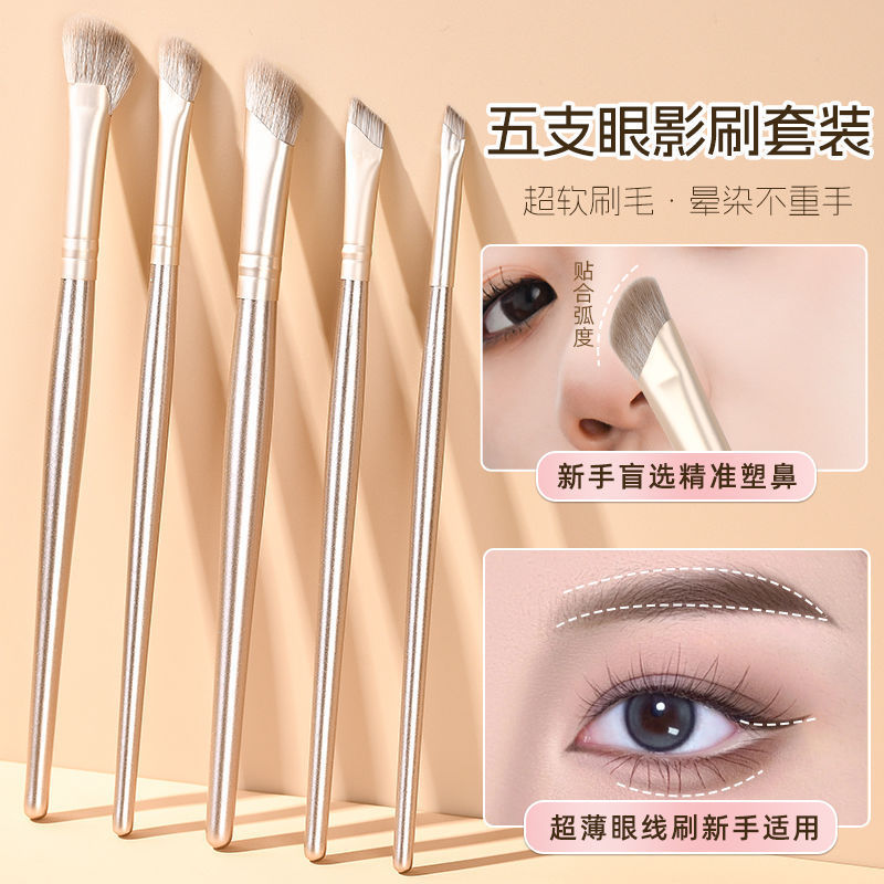 Angled Eyebrow Brush Set for Eyeliner and Under-Eye Makeup