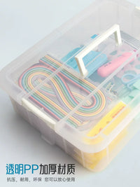 Quilling Paper Storage Box & Tool Kit for Students, Large Capacity Multi-functional Organizer with Handle