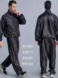 Plus Size 150kg Outdoor Sports Sweat Suit for Men & Women, Running Training Weight Loss Two-Piece Set