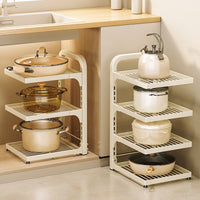 Multi-Layer Pot and Pan Organizer Rack for Kitchen Cabinet Countertop Under-Sink Storage