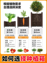 Thickened Outdoor Rectangular Plastic Planter Box for Vegetables and Flowers