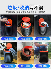 Foldable Car Trash Can with Umbrella Storage for Front and Rear Seats