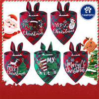 Christmas Plaid Pet Bandana Double-Layer Cotton Dog Scarf