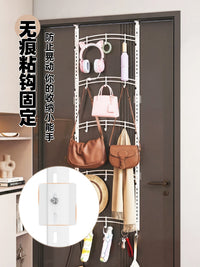Over-the-Door Multi-Layer Hanger with Storage Baskets and Hooks for Clothes, Hats, Bags