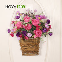 Artificial Peony Rose Garland for Wedding Decoration, Thanksgiving Faux Vine Silk Flower Wreath Door Wall Decor