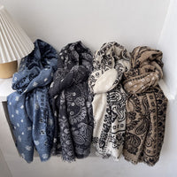 Light Luxury Cream White Soft Cotton Linen Scarf for Women, Autumn/Winter Versatile Long Shawl