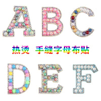 Rhinestone Pearl Alphabet Letter Patches for DIY Apparel and Bags, Iron-On or Sew-On