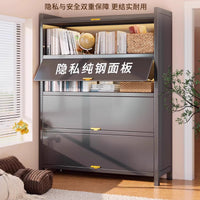 Modern Steel Storage Cabinet with Doors, Dustproof Bookcase for Bedroom and Living Room