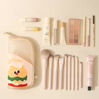 Standing Makeup Brush Organizer Bag, Portable Travel Cosmetic Pouch for Brushes and Pencils