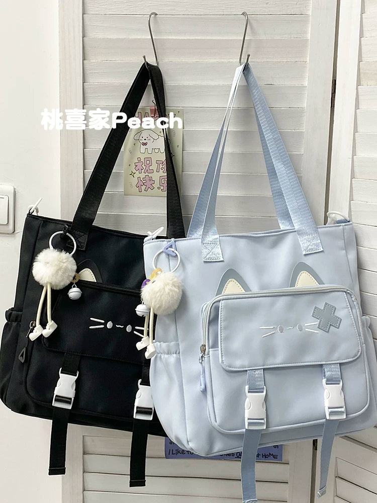 Cute Cat Large Capacity Crossbody Tote Bag for Women, Shoulder Bag for School and Commuting
