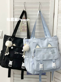 Cute Cat Large Capacity Crossbody Tote Bag for Women, Shoulder Bag for School and Commuting