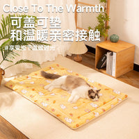 Pet Flannel Fleece Blanket Mat for Cats and Dogs, Thickened Winter Warm Sleep Pad, All-Season