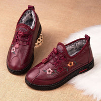 Women's Winter Warm Fleece-Lined Beijing Cloth Shoes for Seniors, Waterproof Non-Slip