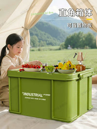 Outdoor Camping Car Trunk Storage Box with Wheels, Large Capacity Waterproof Organizer