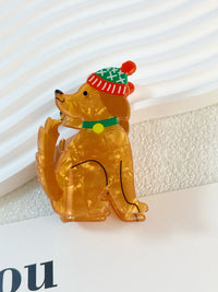 Christmas Reindeer Snowman Sleigh Dog Hair Claw Clip for Back of Head