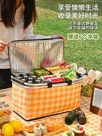 Foldable Insulated Picnic Basket for Outdoor Camping and Picnics