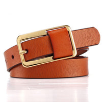 Women's Genuine Leather Thin Belt with Pin Buckle for Dresses and Pants