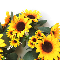 Spring Artificial Greenery Rose Sunflower Wreath European American Home Wall Decor Pastoral Fake Flower Silk Flower Hanging Ornament