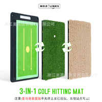 Golf Hitting Mat 3-in-1 Replaceable Practice Pad with Non-Slip Rubber Base for Indoor Training