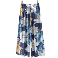 Women's Cotton Rayon Wide Leg Pants Loose Fit Summer Beach Trousers
