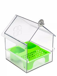 Pet Parrot Roof Transparent Feeder Anti-Splash Bathing Basin Multi-functional Bird Food Box for Peony Parrots
