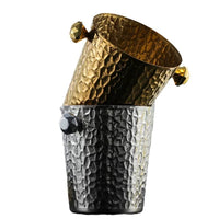 European Style Champagne Ice Bucket, Thickened Metal Wine Chiller with Tree Bark Texture for Home Bar