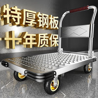 Heavy-Duty Foldable Platform Cart with Steel Plate and Anti-Collision Design