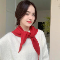 Korean Style Soft Wool Knit Triangle Scarf for Women, Multi-functional Warm Neck Warmer
