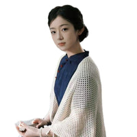 Women's New Chinese Style Qipao Shawl Thin Hollow Knit Cape for Spring/Autumn