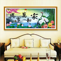 Qingfei Stamped Cross Stitch Kit for Living Room Decor - "Harmony & Prosperity" Gourd Design