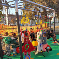 Kids Outdoor Sensory Training Swing Set with Climbing Rope Ladder