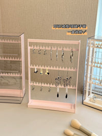 Acrylic Dustproof Pull-Out Jewelry Organizer with Necklace Hanger and Earring Display