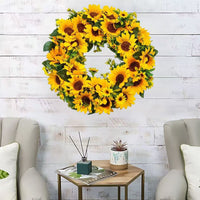 Artificial Sunflower Wreath for Door and Window Decor
