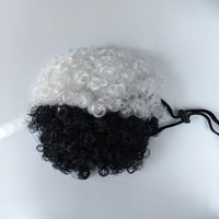 Pet Wig Black and White Afro Halloween Cosplay Headwear for Dogs Funny Photo Props