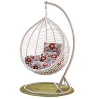 Indoor Rattan Swing Chair with Stand, Single Person Hanging Basket Chair for Balcony, Bedroom, or Patio