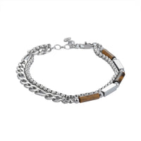 Tiger Eye Stone Double Layer Bracelet for Men and Women, Hip-Hop Style Beaded Jewelry